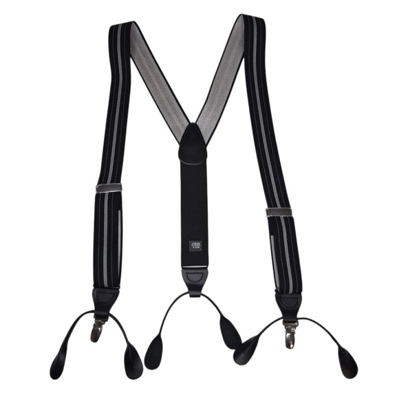 Jos. A. Bank Other - NWOT Jos A Bank Convertible Clip Suspenders Button Braces Black Gray Stripe